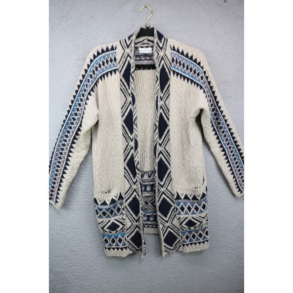 Lucky Brand Long Sleeve Open Front Aztec Sweater-Size XS-Pockets